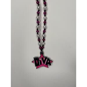Mardi Gras Bead DIVA 18" Specialty Necklace Carnival Parade Pink Black White